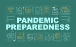 Prepare healthcare for future pandemics word concepts dark green banner