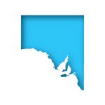South Australia map – White paper cut out on blue background