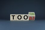 Cubes form words Too young or too old. Concept of age discrimination – social problem